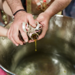 Christening Baptism Athens Greece Oil Hands
